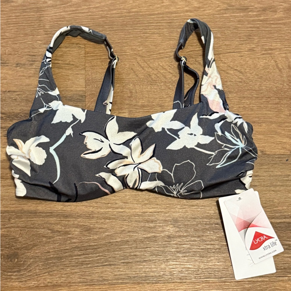 Athleta Dark wild flower Bikini Top NWT 34 B/C